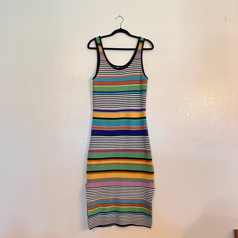 Roxy Multicolor Striped Midi Knit Dress